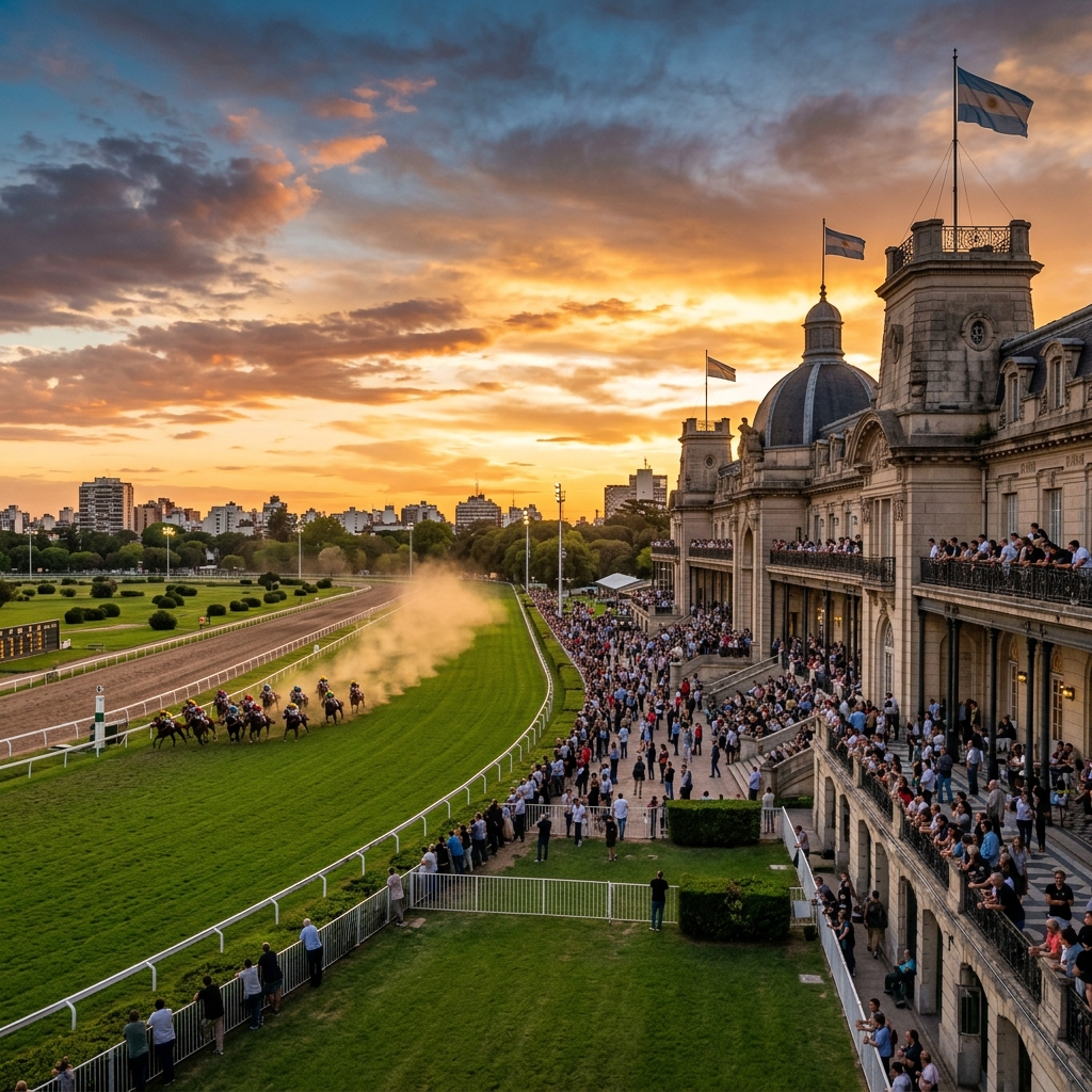 Hipódromo argentino al atardecer